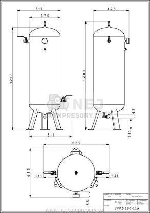 Obrázek Vzdušník VVP 100l 11bar s armaturami