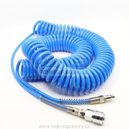 Obrázek Spirálová hadice PU s rychlospojkami 8/5 mm - délka 15 m
