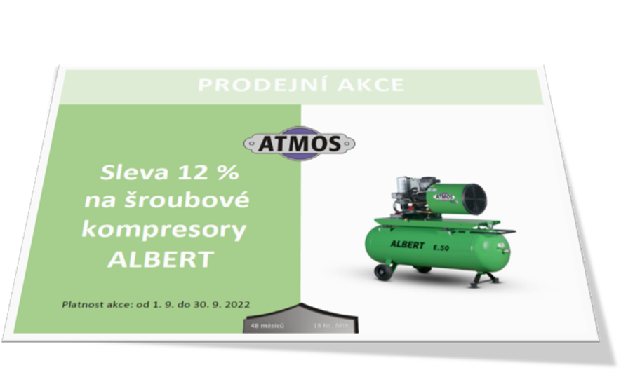 ATMOS šroubové kompresory Albert E.50, E.80, 3.95 sleva